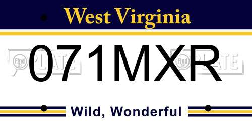 071MXR West Virginia License Plate