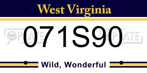 071S90 West Virginia License Plate