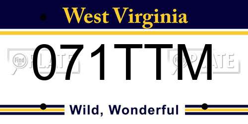 071TTM West Virginia License Plate