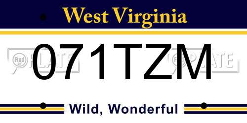 071TZM West Virginia License Plate