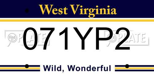 071YP2 West Virginia License Plate