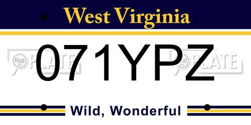 071YPZ West Virginia License Plate
