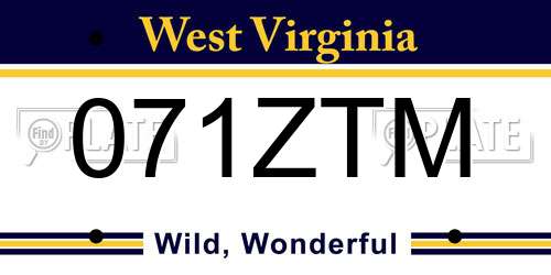 071ZTM West Virginia License Plate