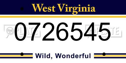 0726545 West Virginia License Plate