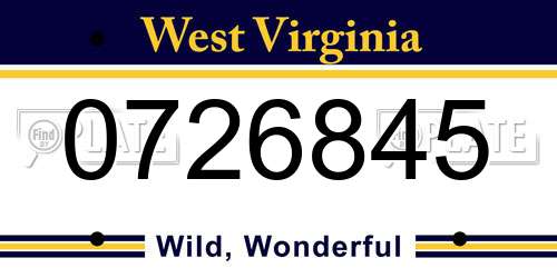 0726845 West Virginia License Plate