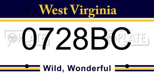 0728BC West Virginia License Plate