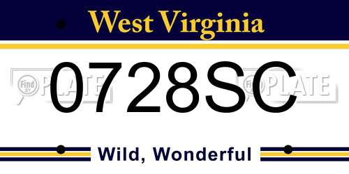 0728SC West Virginia License Plate