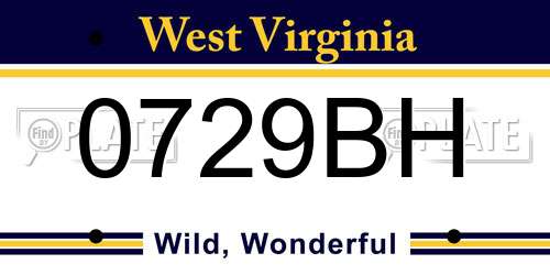 0729BH West Virginia License Plate