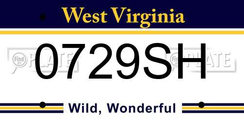 0729SH West Virginia License Plate