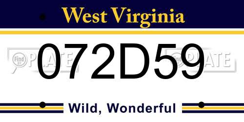 072D59 West Virginia License Plate