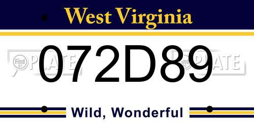 072D89 West Virginia License Plate