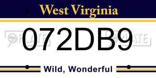 072DB9 West Virginia License Plate