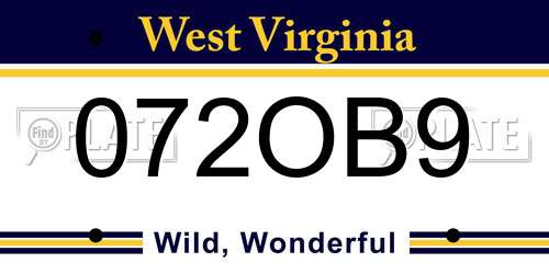 072OB9 West Virginia License Plate