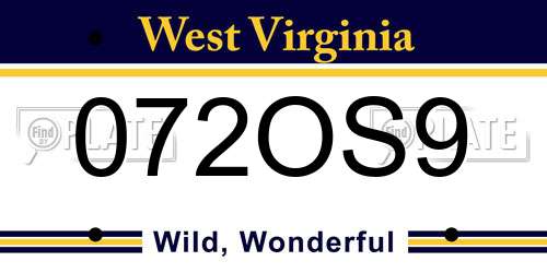 072OS9 West Virginia License Plate
