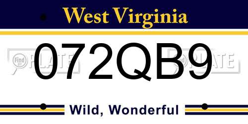 072QB9 West Virginia License Plate