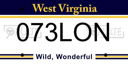 073LON West Virginia License Plate