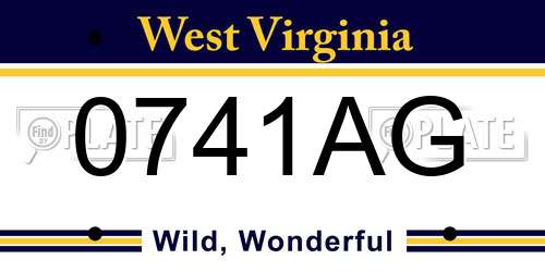 0741AG West Virginia License Plate