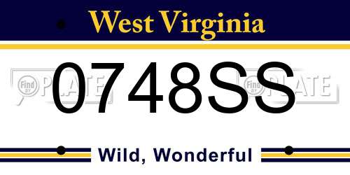 0748SS West Virginia License Plate