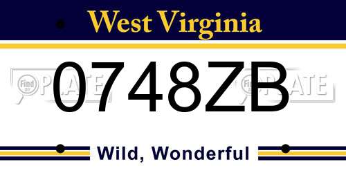 0748ZB West Virginia License Plate