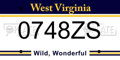 0748ZS West Virginia License Plate