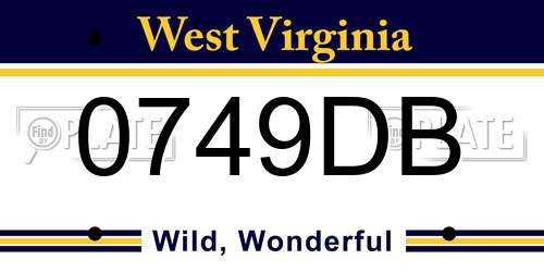 0749DB West Virginia License Plate