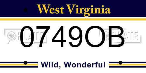 0749OB West Virginia License Plate