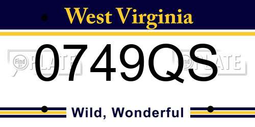 0749QS West Virginia License Plate