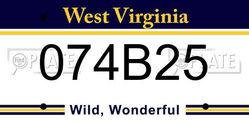 074B25 West Virginia License Plate