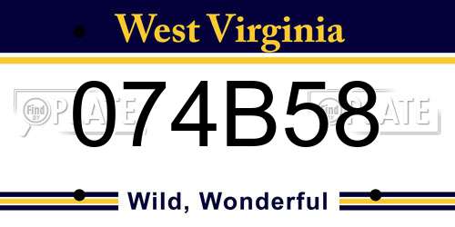 074B58 West Virginia License Plate