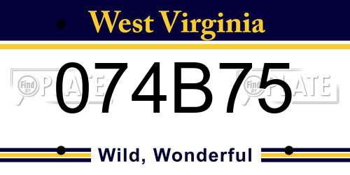 074B75 West Virginia License Plate