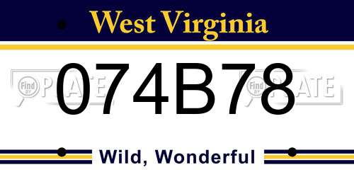074B78 West Virginia License Plate
