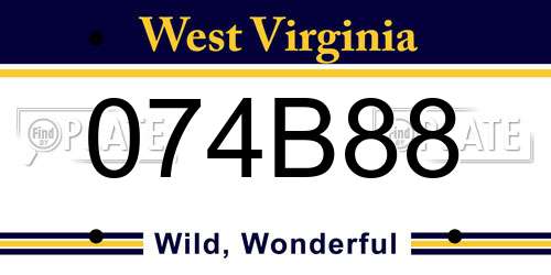 074B88 West Virginia License Plate