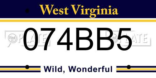 074BB5 West Virginia License Plate