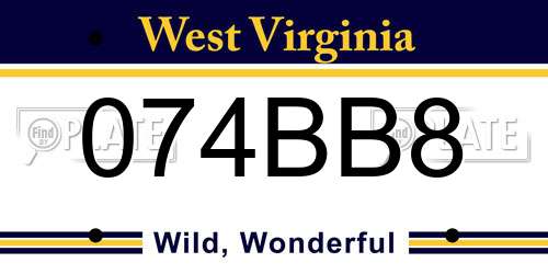 074BB8 West Virginia License Plate