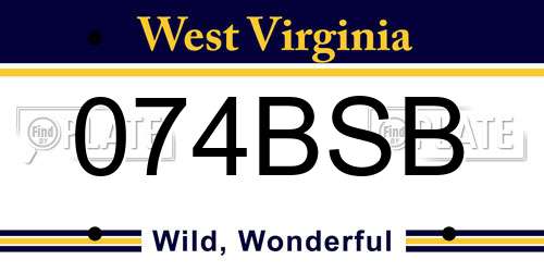 074BSB West Virginia License Plate
