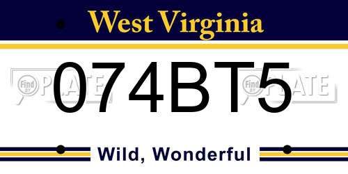 074BT5 West Virginia License Plate