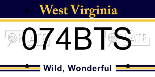 074BTS West Virginia License Plate