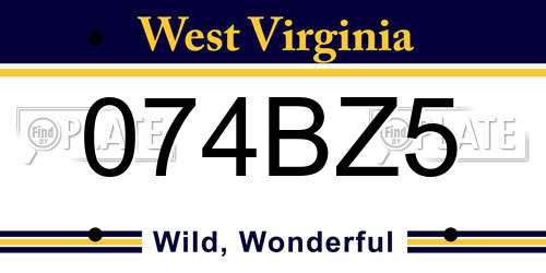 074BZ5 West Virginia License Plate