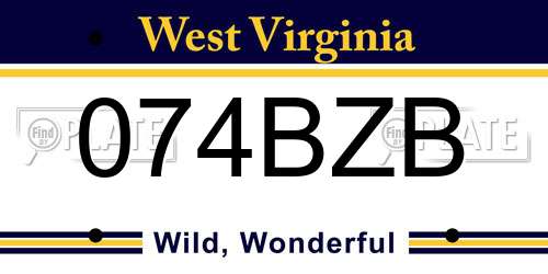 074BZB West Virginia License Plate