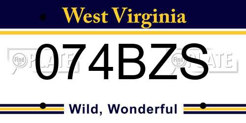 074BZS West Virginia License Plate