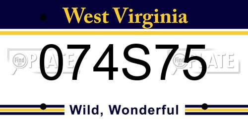 074S75 West Virginia License Plate
