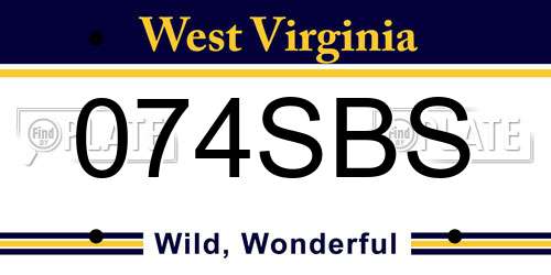 074SBS West Virginia License Plate