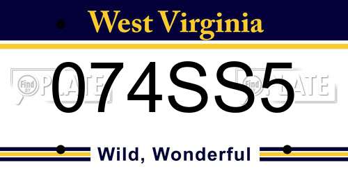 074SS5 West Virginia License Plate