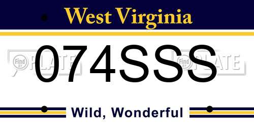 074SSS West Virginia License Plate