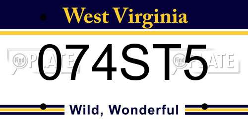 074ST5 West Virginia License Plate