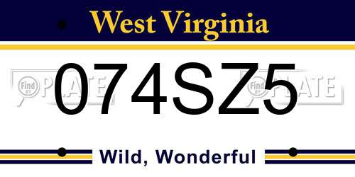 074SZ5 West Virginia License Plate