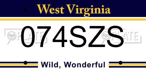 074SZS West Virginia License Plate