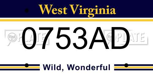 0753AD West Virginia License Plate