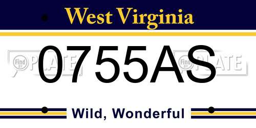 0755AS West Virginia License Plate