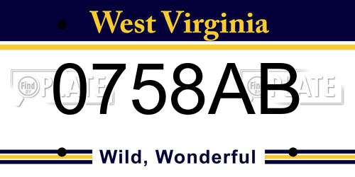 0758AB West Virginia License Plate